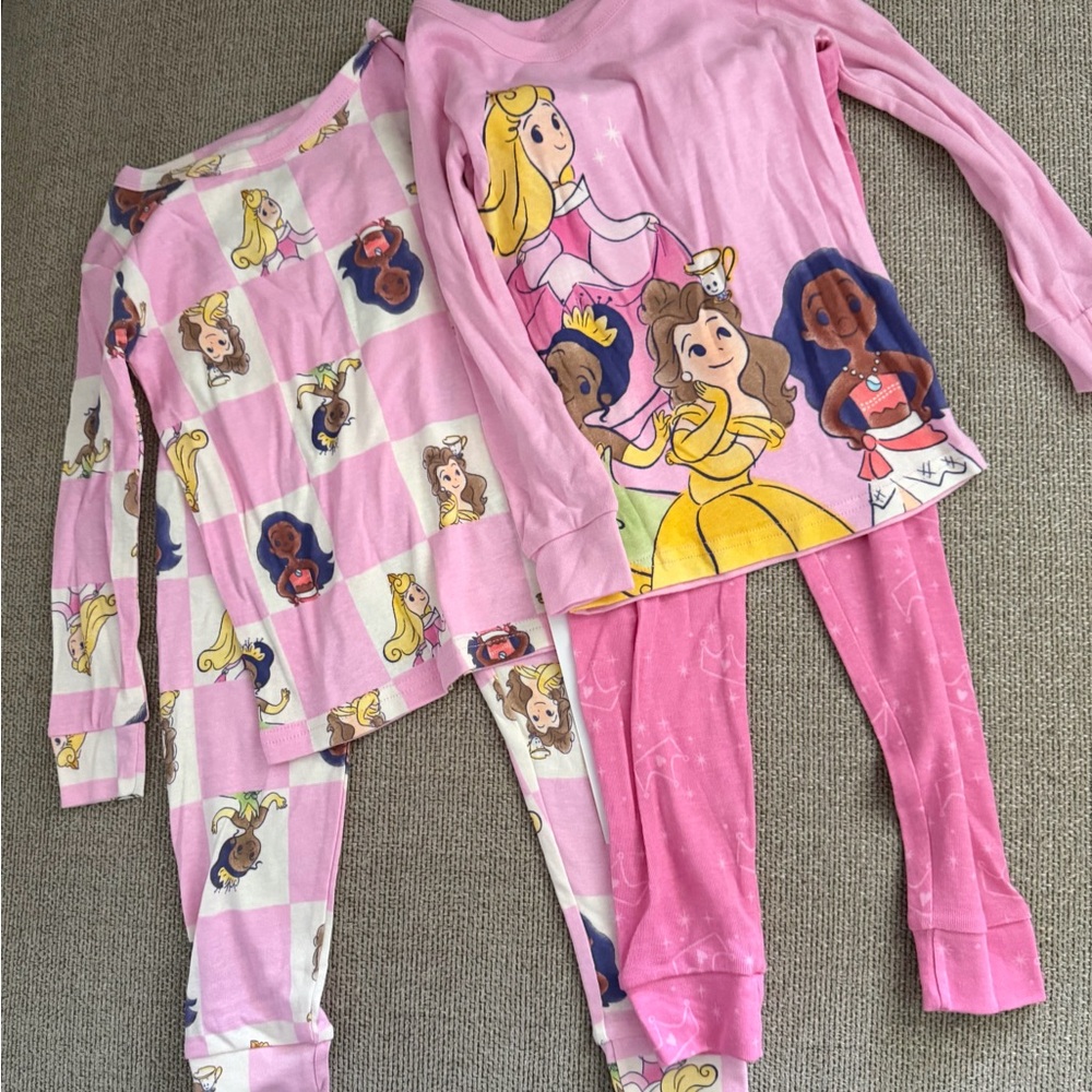 Girls Pink Princess Cotton Pajama Set - 2 Pack size 4T